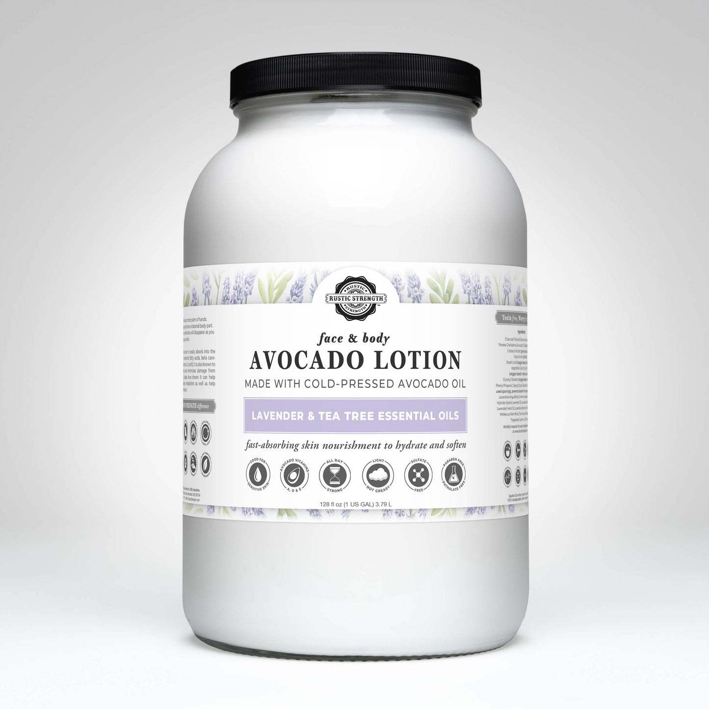 Avocado Lotion for Face and Body- Mild Formula, Paraben-Free: Rosemary Mint / refill bulk