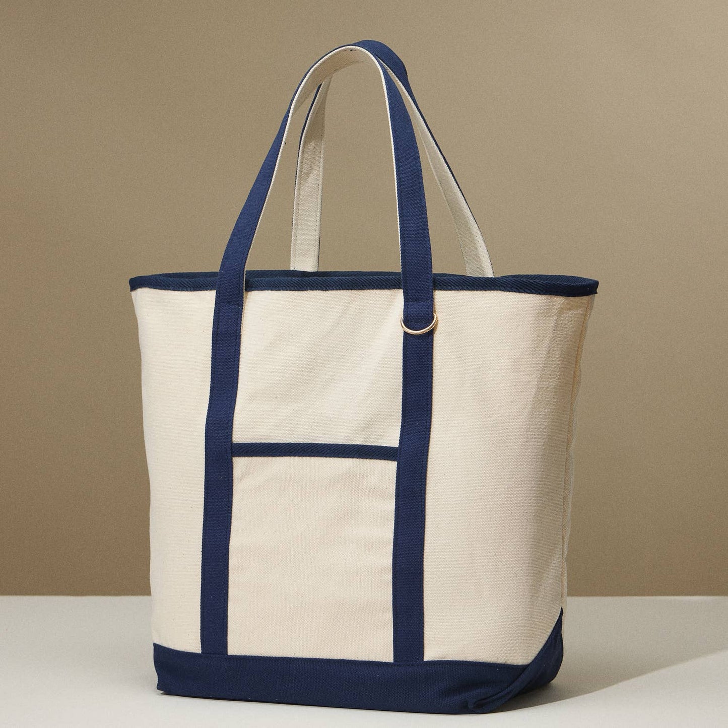 Ecofriendly Cotton Canvas Carry Tote with Charm Holder: Taupe / One size / 5DG78048