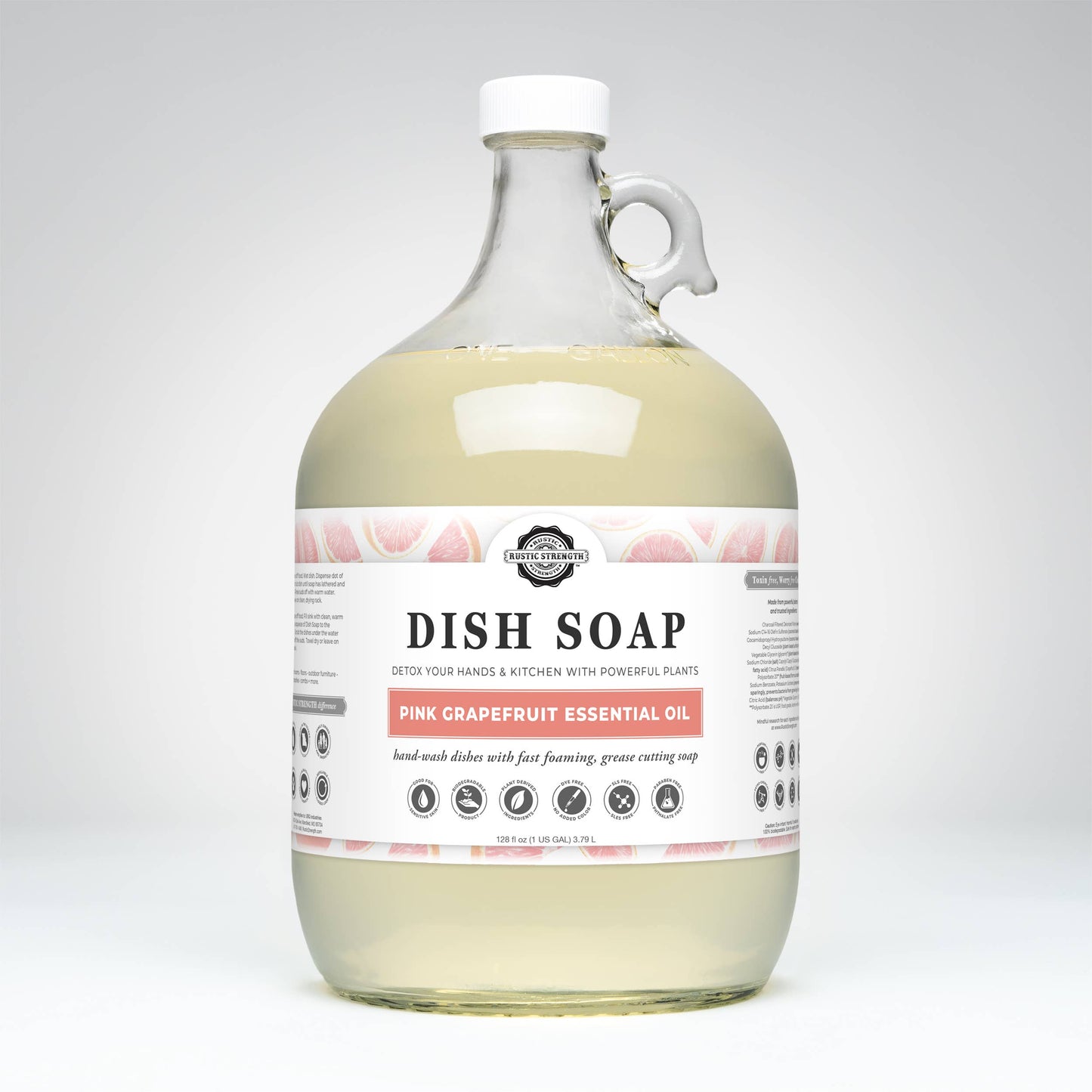 Dish Soap | Sulfate Free - Soft on Skin | Powerful Cleaner: Hypoallergenic (Unscented) / Gallon Glass Jug