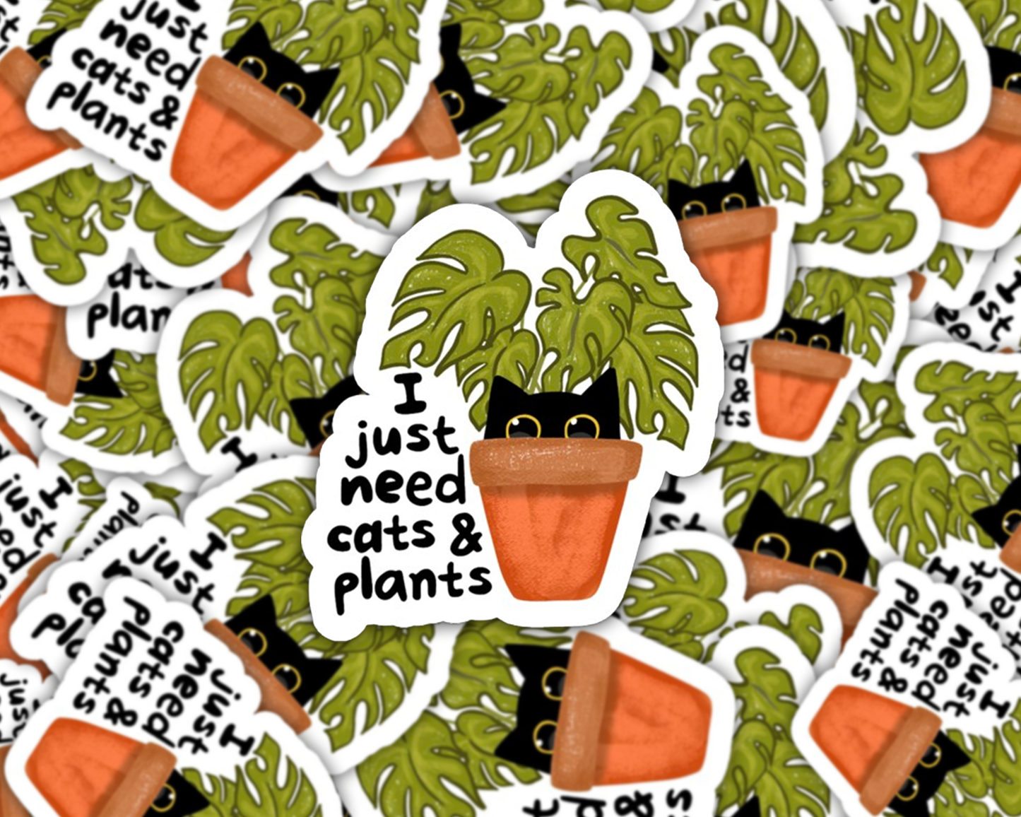 Just Need Cats and Plants Sticker, Cat Sticker, Plant Gift