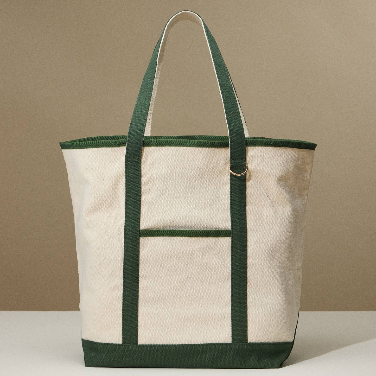 Ecofriendly Cotton Canvas Carry Tote with Charm Holder: Taupe / One size / 5DG78048