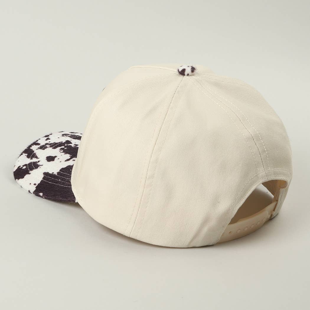 Cowboy Embroidered Patch Animal Print Two-Tone Trucker Hat: BROWN / ONE SIZE