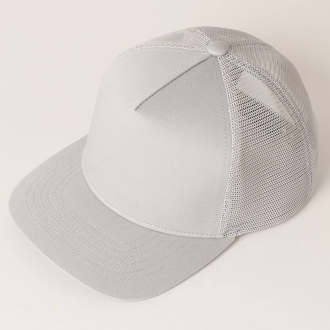 Solid Color Cotton Trucker Hat with Mesh Back: DARK BROWN / ONE SIZE
