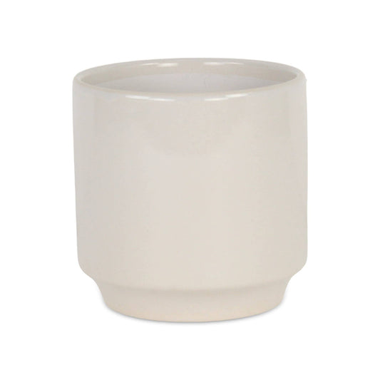Elegora Straight Side Solid Color Ceramic Pot - Off White: Large