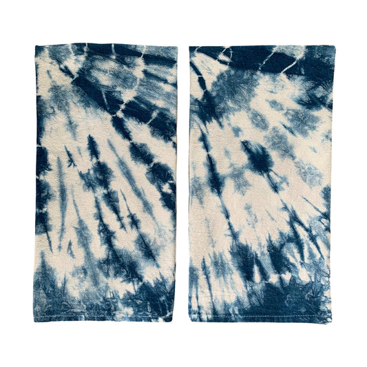 Indigo Dyed Shibori Tea Towel Burst