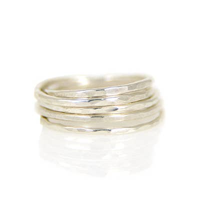 Silver Hammered Stacking Ring