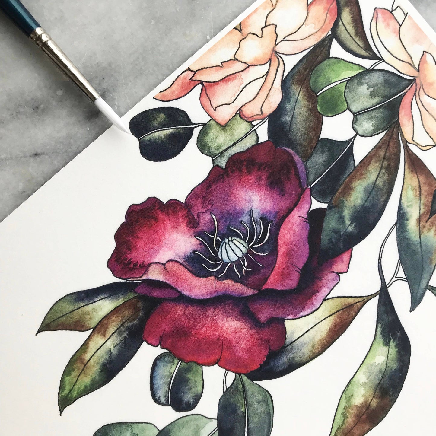 8" x 10" Burgundy Poppy Print