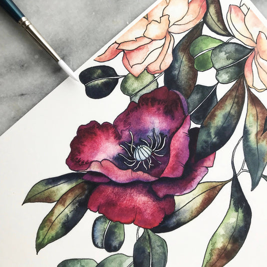 8" x 10" Burgundy Poppy Print