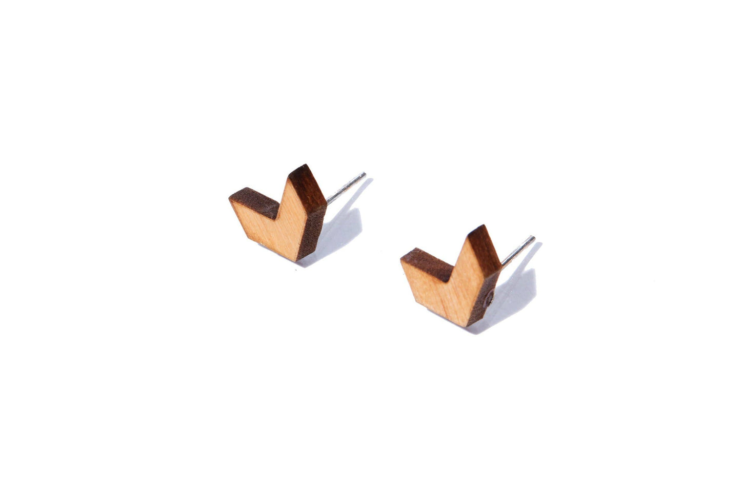 Natural Chevron Wood Earrings
