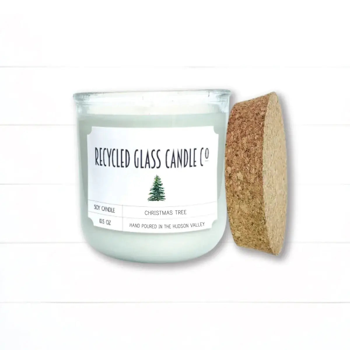 Christmas Tree Soy Natural Recycled Glass Candle Holiday