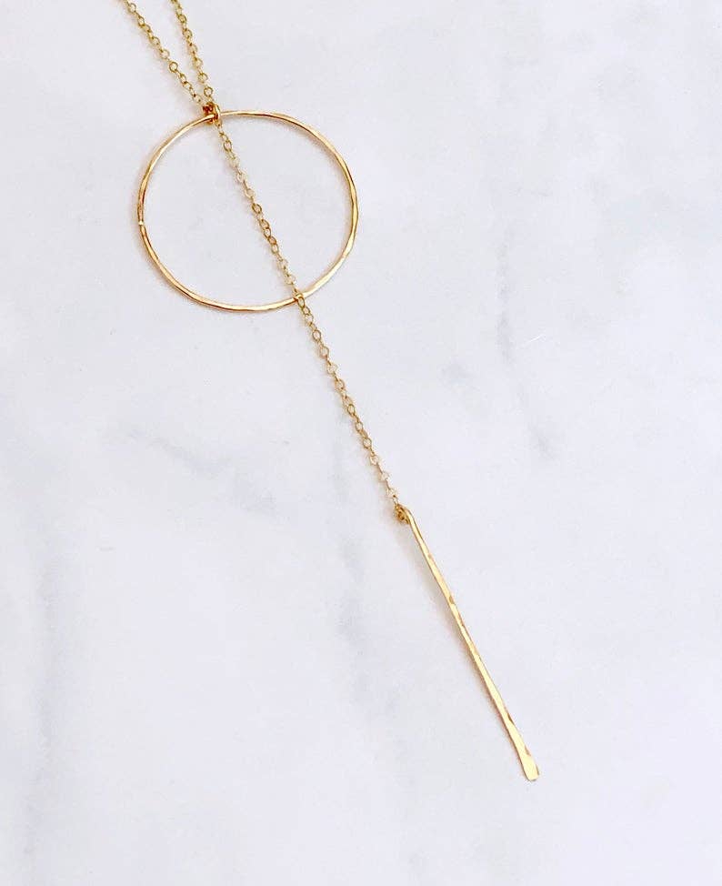 Circle Bar Drop Necklace