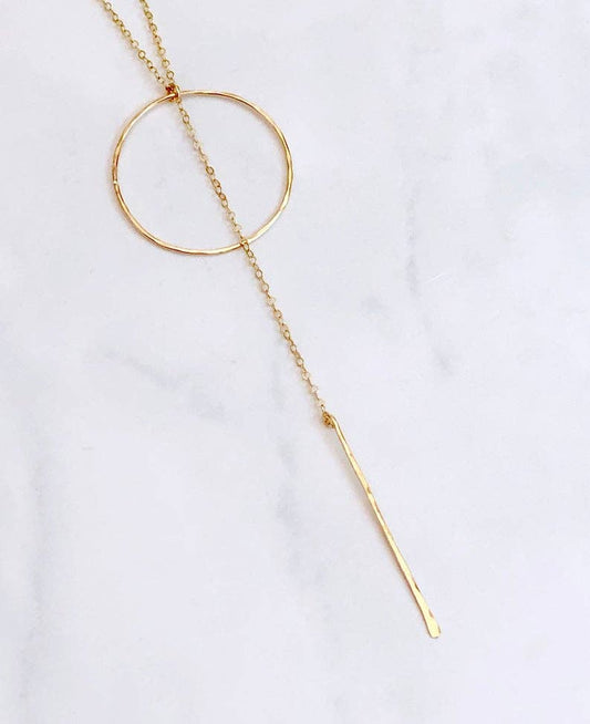 Circle Bar Drop Necklace