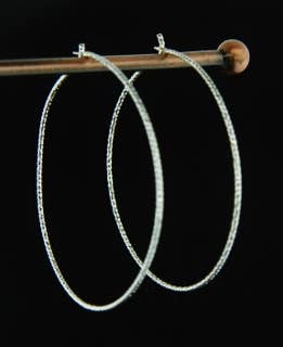 Silver Diamond Cut Hoops - 40MM