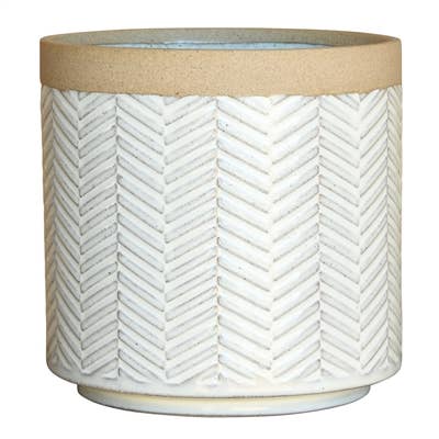 Ramos Banded Chevron Cachepot, Stoneware - 6