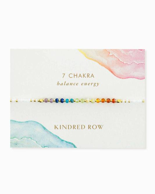 Chakra Rainbow Healing Gemstone Stacking Bracelet, White