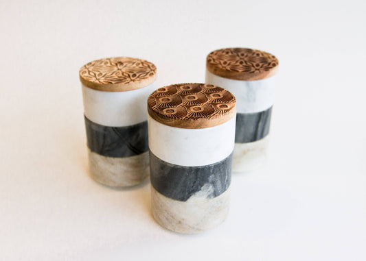 Marble and Wood Spice Decanter | Tabletop Organization