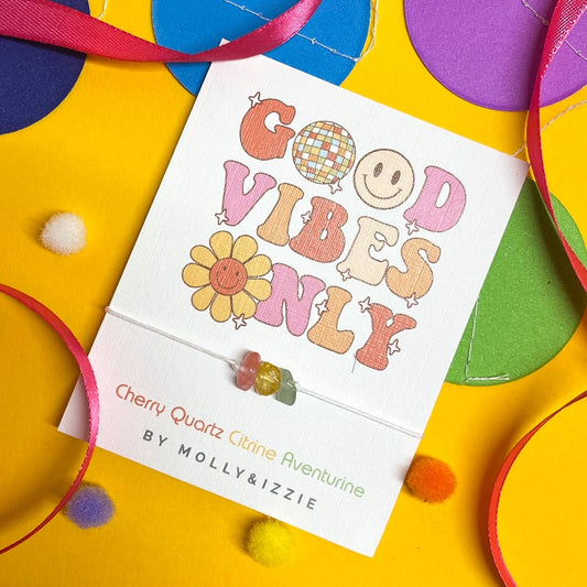 Adjustable Crystal Bracelet - Good Vibes Only