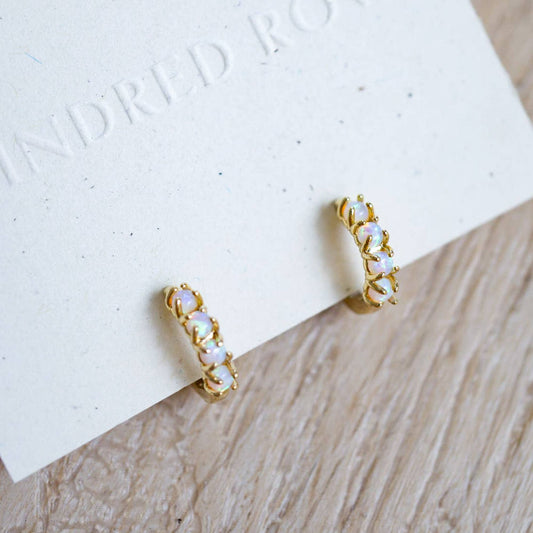 Opal Gold Huggie Earrings