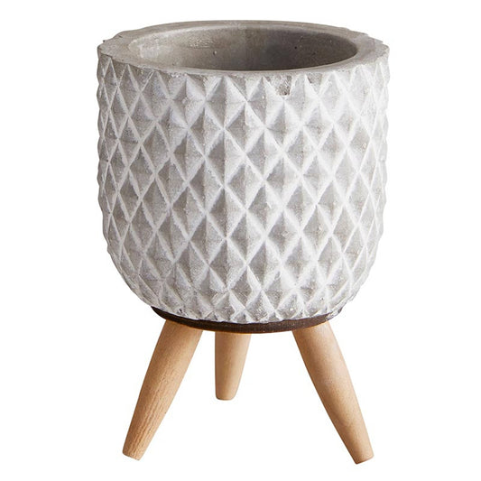 Grid Wood Leg Pot