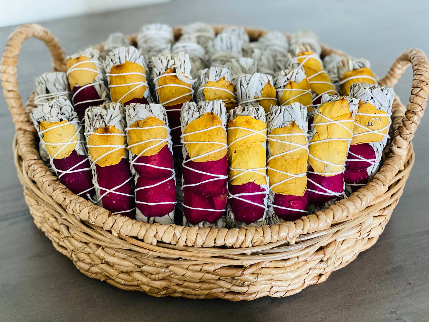 White Sage w/ Dried Rose Petals Smudge Stick Bundles