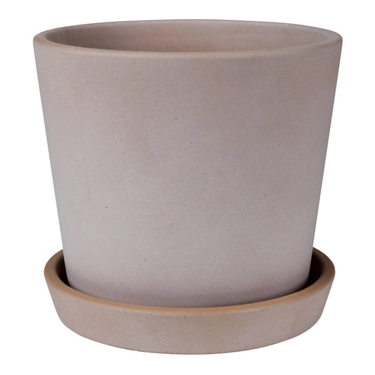Harriet Cachepot with Saucer, Cement - 5”