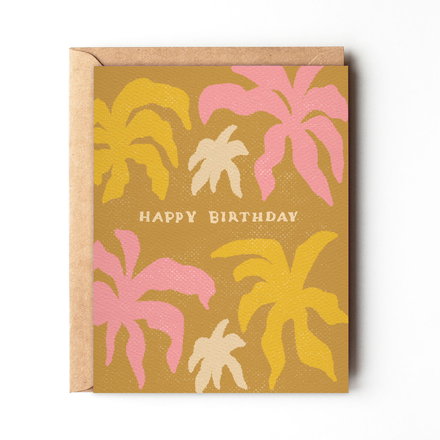 Happy birthday - retro palm hippie boho birthday card