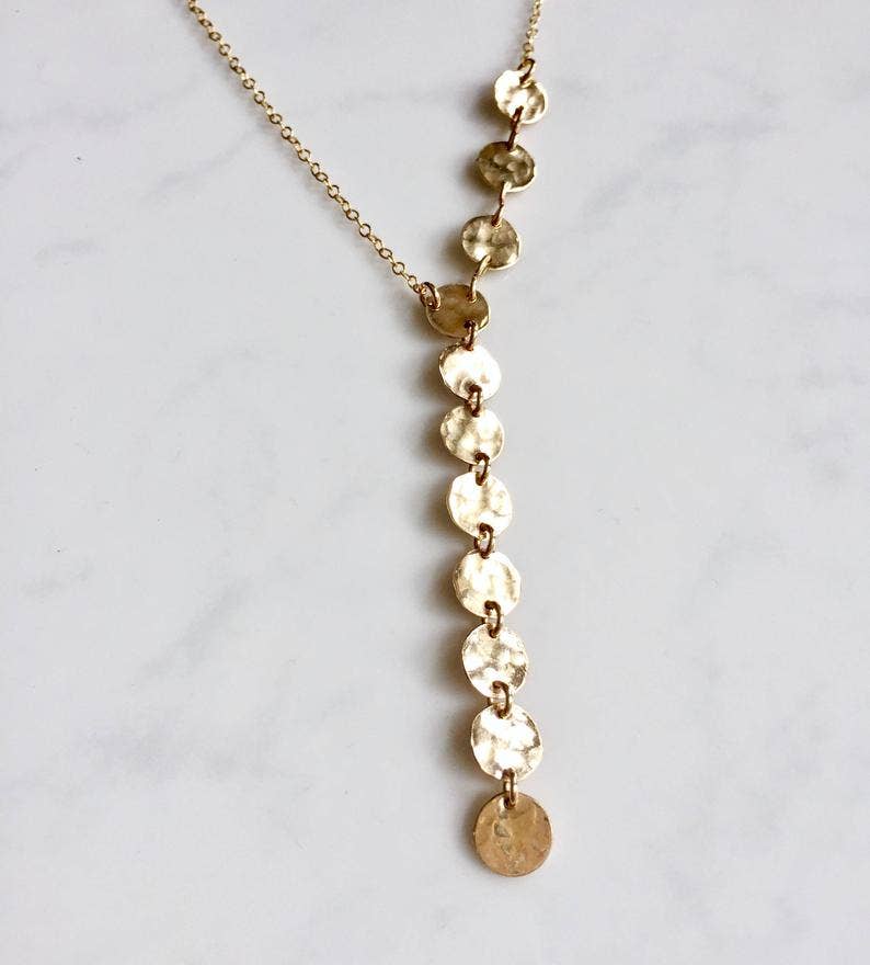 Multi Disk Drop Necklace - 14kt Gold-fill