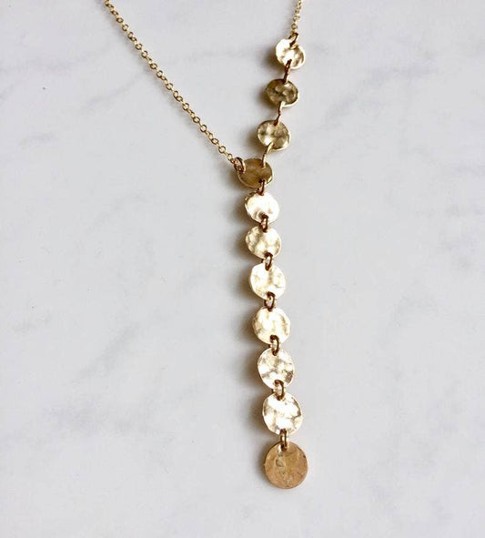 Multi Disk Drop Necklace - 14kt Gold-fill