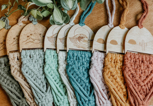 Macrame Air Plant Holder / Landscape Collection: Sea / deep teal