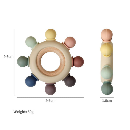 Silicone/ Wood Teether- Rainbow