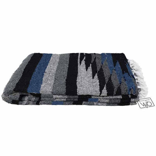 Twilight Grey Black Blue Diamond Mexican Blanket