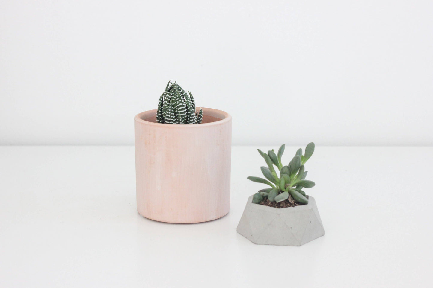 Mini Terracotta Blush Pink Cylinder Planter