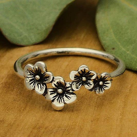 Sterling Silver Cherry Blossoms Ring