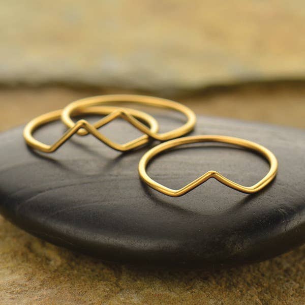 Gold Ring - Chevron with 24K Gold Plate