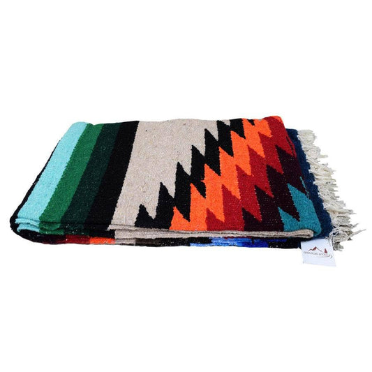 Khaki Beige Baja Aztec Style Mexican Blanket