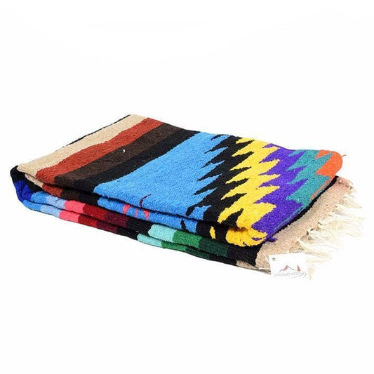 Sky Blue Baja Aztec Diamond Mexican Blanket