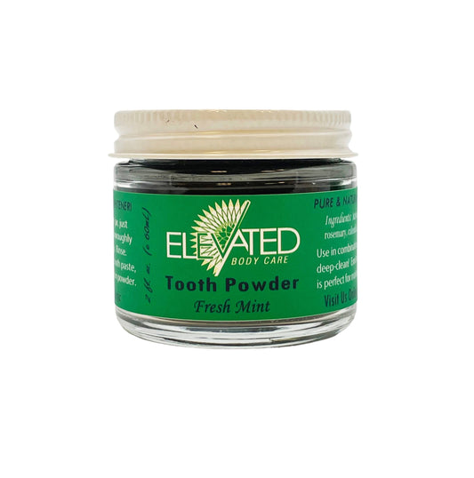 ELEVATED - Charcoal TOOTH Powder - Plastic FREE Glass Jar: Keepin' Fresh Mint