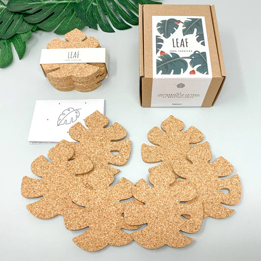 Monstera Leaf Cork Coaster - Set of 6