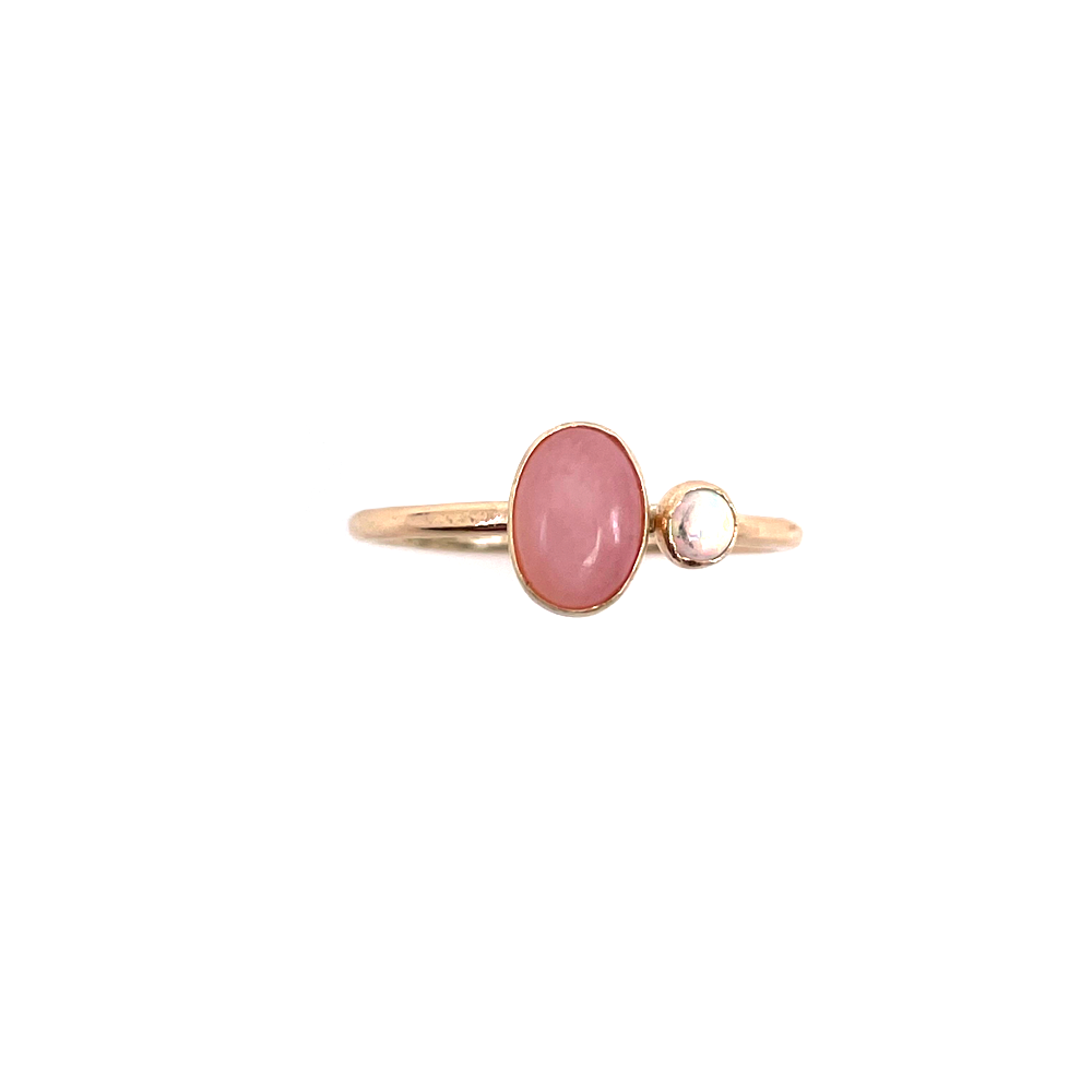 Duo Ring Pink Opal and Opal