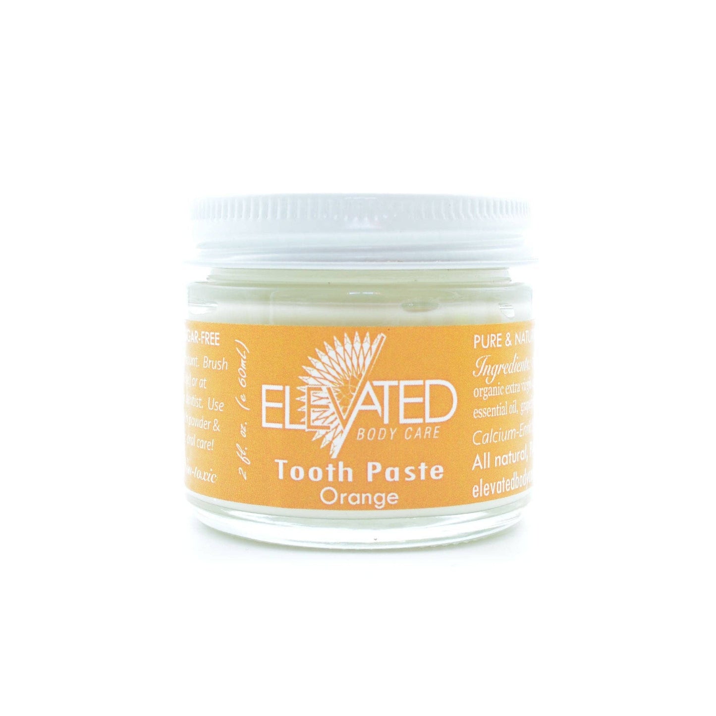 ELEVATED - Natural Toothpaste - Fluoride FREE - Glass Jar: Orange
